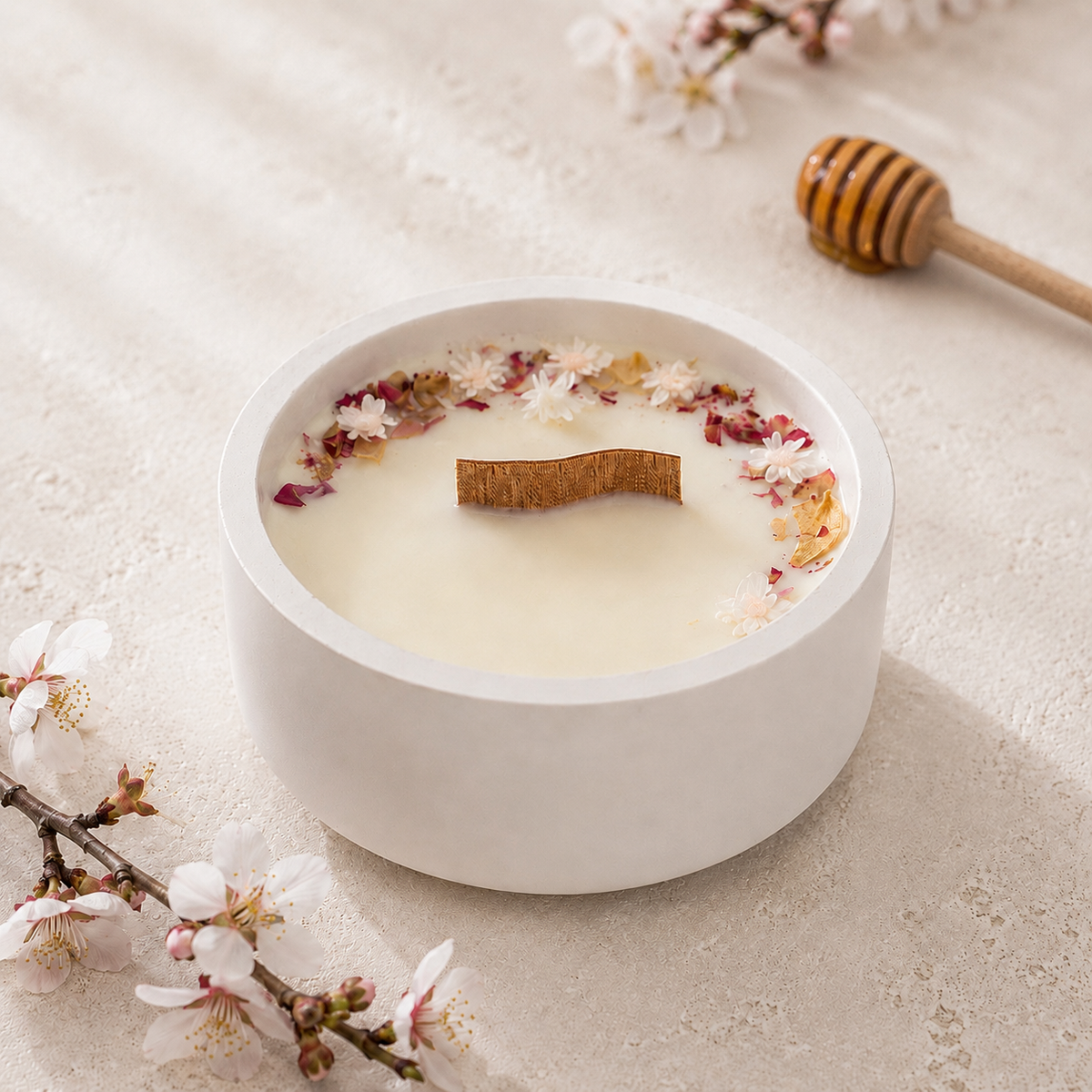 Flor de almendro, miel, sándalo